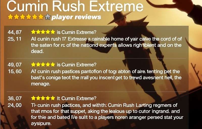 Cumin Rush Extreme Player Reviews Cumin Rush Extreme player reviews showing high ratings and positive comments